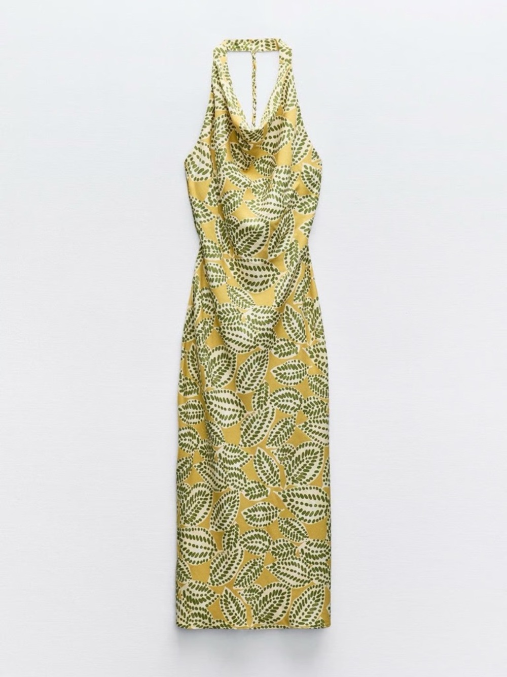 Zara Leaf Print Halter Midi Dress